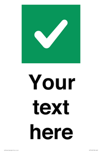 Custom plain background, green square with tick sign